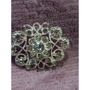 New Crystal and Silver Brooch. 1.3ins Long, 1ins Wide.